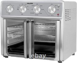 Friteuse à air en acier inoxydable de 26 quart avec fonctionnalité 9-en-1, grand verre