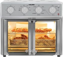 Friteuse à air en acier inoxydable de 26 quart avec fonctionnalité 9-en-1, grand verre