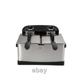 Friteuse électrique à double cuve en acier inoxydable de 4 litres / 4,2 quarts, 1800 W, Du