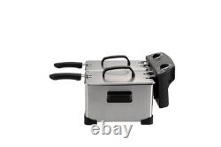 Friteuse électrique à double cuve en acier inoxydable de 4 litres / 4,2 quarts, 1800 W, Du