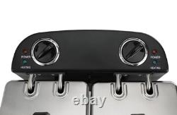 Friteuse électrique à double cuve en acier inoxydable de 4 litres / 4,2 quarts, 1800 W, Du