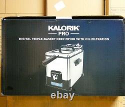 Friteuse professionnelle Kalorik Pro de 4,2 litres à triple panier avec filtration d'huile et panier XL