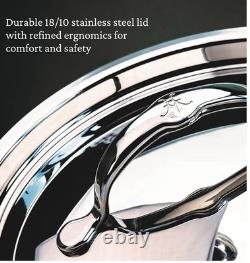 HESTAN PROFESSIONAL PRO-bond Superbe faitout en acier inoxydable avec couvercle, 8 quarts