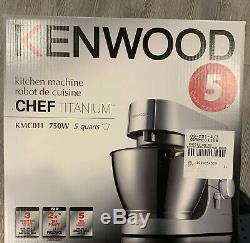Kenwood Kmc011 5 Quarts Chef De Titane Kitchen Machine, En Acier Inoxydable Nib