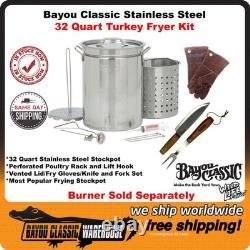 Kit complet de friteuse à dinde en acier inoxydable de 32 quarts 1118 par Bayou Classic 18 lbs