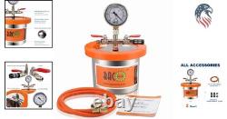 Kit de chambre à vide en acier inoxydable de 2 quarts compatible avec résine, silicone et époxy
