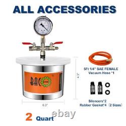 Kit de chambre à vide en acier inoxydable de 2 quarts pour résine et silicone