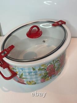 La Femme Pionnière Cuiseur Lente Numérique en Acier Inoxydable de 6 Quart avec Motif Floral de Roses Douces