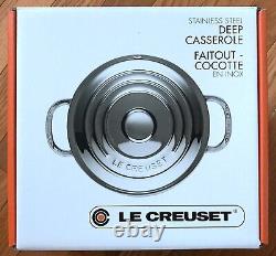 La cocotte en acier inoxydable Le Creuset avec couvercle profond de 3 litres et 7 pouces, neuf.