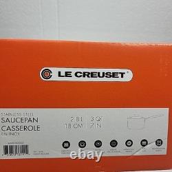 Le Creuset Casserole en acier inoxydable 3 quarts avec couvercle N22006, neuf