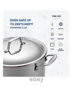 Légende Casserole 8 Quarts Cœur en Cuivre Acier Inoxydable 5 Pli avec Couvercle