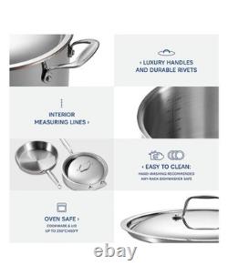 Légende Casserole 8 Quarts Cœur en Cuivre Acier Inoxydable 5 Pli avec Couvercle