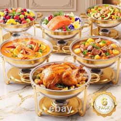 Lot de 1/2/4/6 plats ronds chauffants de 5 quarts en acier inoxydable pour buffet et traiteur