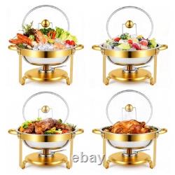 Lot de 1/2/4 plats ronds chauffants de 6 quarts en acier inoxydable pour buffet et restauration