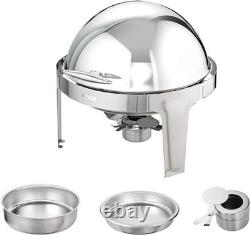 Lot de 2 chafing dishes ronds en acier inoxydable de 6 quarts avec porte-combustibles