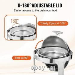Lot de 2 chafing dishes ronds en acier inoxydable de 6 quarts avec porte-combustibles