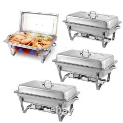 Lot de 4 chafing dishes de 9 quarts en acier inoxydable, chauffe-plats de buffet MR-59, serveurs chafer