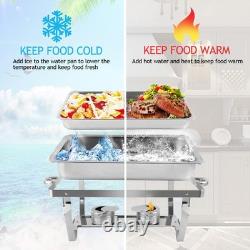 Lot de 4 chafing dishes de 9 quarts en acier inoxydable, chauffe-plats de buffet MR-59, serveurs chafer