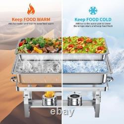 Lot de 4 chafing dishes de buffet de 8 quarts en acier inoxydable, réchauds élégants pour aliments Lot de 4 chafing dishes de buffet de 8 quarts en acier inoxydable, réchauds élégants pour aliments