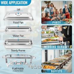 Lot de 4 chafing dishes en acier inoxydable de 8 quarts avec cadre pliable