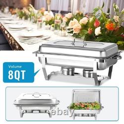Lot de 4 chafing dishes en acier inoxydable de 8 quarts avec cadre pliable