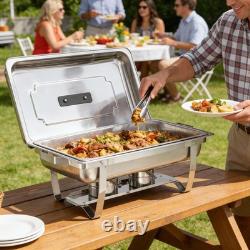 Lot de 4 chafing dishes pour buffet, 9 quarts, en acier inoxydable pliable 9 QT, argenté