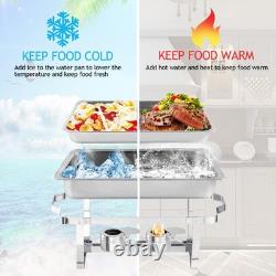 Lot de 4 chafing dishes pour buffet, 9 quarts, en acier inoxydable pliable 9 QT, argenté