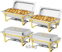 Lot de 4 plats de maintien au chaud professionnels pour buffet, 9 quarts en acier inoxydable pour mariage
