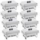 Lot De 8 Plats &agrave; Chafing Rectangulaires De 8 Pintes En Acier Inoxydable Avec Pieds Pliables