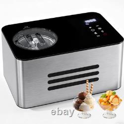 Machine à glace avec compresseur 2,1 quart en acier inoxydable pour yaourt