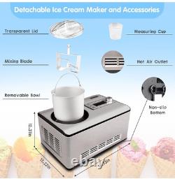 Machine à glace de 2,2 litres avec compresseur, sans pré-congélation, en acier inoxydable