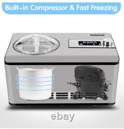 Machine à glace de 2,2 litres avec compresseur, sans pré-congélation, en acier inoxydable
