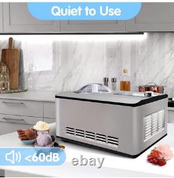 Machine à glace de 2,2 litres avec compresseur, sans pré-congélation, en acier inoxydable