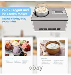 Machine à glace de 2,2 litres avec compresseur, sans pré-congélation, en acier inoxydable