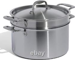 Made in Cookware Casserole en Acier Inoxydable de 8 Quart avec Couvercle et Insert à Pâtes