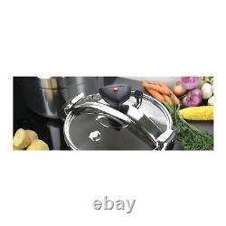 Magefesa Star Belly 6 Quart Stainless Steel Pressure Cooker with Accessories translates to: Magefesa Star Belly Autocuiseur en Acier Inoxydable de 6 litres avec Accessoires.