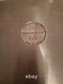 Maison de la princesse - Plat en acier inoxydable de 5 litres avec couvercle en verre et support de réchaud pour buffet.