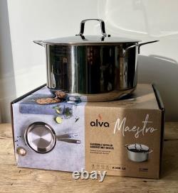 Marmite Alva en Acier Inoxydable Maestro 9,5 24cm 5 Quart Couvercle Belge NEUVE dans sa boîte