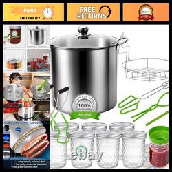 Marmite de mise en conserve en acier inoxydable de 20 quarts avec grille, bocaux, pince à bocaux et kit pour conserves au vinaigre