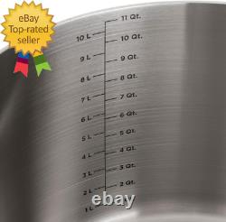 Marmite en Acier Inoxydable 3 Couches, Pot à Soupe de 12 Quart avec Couvercle, Cuisine