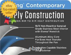 Marmite en Acier Inoxydable 3 Couches, Pot à Soupe de 12 Quart avec Couvercle, Cuisine