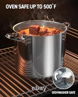 Marmite en acier inoxydable 18/10 de 20 quarts, casserole profonde classique de 20 quarts