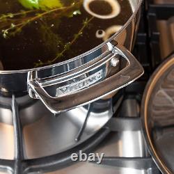 Marmite en acier inoxydable 3 plis pour la cuisine, 12 litres, avec couvercle en métal, lavable au lave-vaisselle