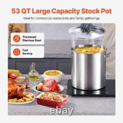 Marmite en acier inoxydable, grande casserole de cuisson de 53 quarts, casserole pour sauces Marmite en acier inoxydable, grande casserole de cuisson de 53 quarts, casserole pour sauces