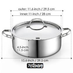 Marmite en acier inoxydable multi-couche, 7 quarts, pour cuisson de pâtes et mise en conserve
