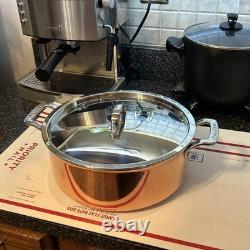 Martha Stewart faitout en acier inoxydable et cuivre 6 quarts à 3 couches avec couvercle