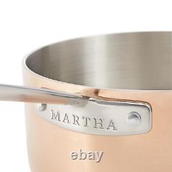 Martha par 2-Quart Casserole en Acier Inoxydable avec Couvercle Extérieur en Cuivre/Intérieur Satiné