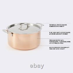 Martha par 2-Quart Casserole en Acier Inoxydable avec Couvercle Extérieur en Cuivre/Intérieur Satiné