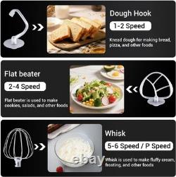 Mélangeur sur socle à tête inclinable 6 vitesses, moteur puissant de 700 watts, 7,4 litres en acier inoxydable