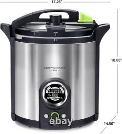 Mise en conserve numérique automatique élégante en acier inoxydable de 17 quarts avec guide de recettes
